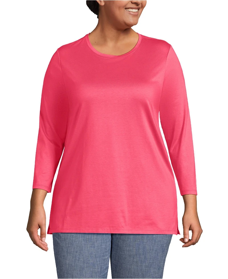 Lands' End Women's Plus 3/4 Sleeve Cotton Supima Tunic