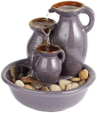 Triple Jug 8 1/4" High Small Zen Modern Indoor Outdoor Decor Ceramic Tabletop Fountain Outside Garden Patio