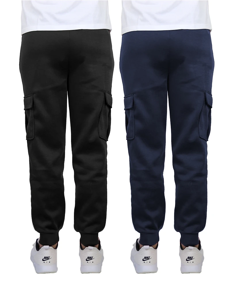 Blue Ice Men's Heavyweight Fleece-Lined Cargo Jogger Sweatpants, Pack of 2