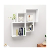 vidaXL Wall Cube Shelf White 31.5"x5.9"x30.9" Engineered Wood