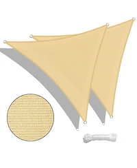 2 Pack 11 Ft 97% Uv Block Hdpe Triangle Sun Shade Sail Canopy Outdoor Cover Net