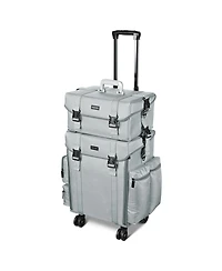 Byootique Grey 2in1 Rolling Makeup Case Soft Sided Cosmetic Organizer Drawers