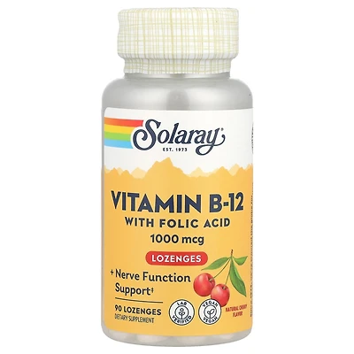 Solaray Vitamin B-12 with Folic Acid Lozenges Natural Cherry 1 000 mg - 90 Lozenges