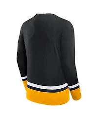 Men's Fanatics Black Pittsburgh Penguins Back Pass Lace-Up Long Sleeve T-shirt
