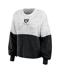 Women's Wear by Erin Andrews White, Black Las Vegas Raiders Color-Block Pullover Sweater