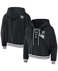 Women's Wear by Erin Andrews Black Los Angeles Kings Lace-Up Pullover Hoodie