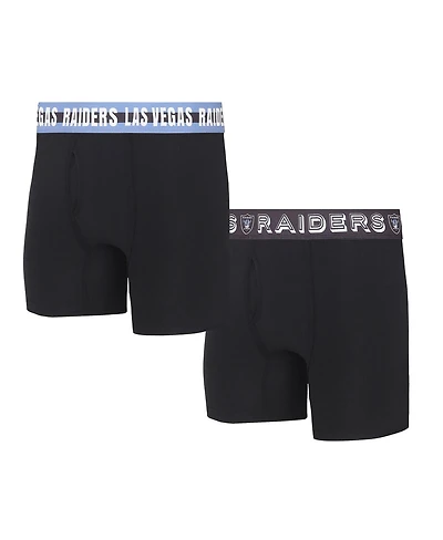 Men's Concepts Sport Las Vegas Raiders Gauge Knit Boxer Brief Two-Pack