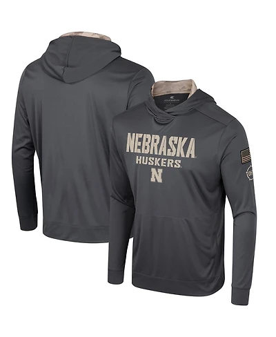 Men's Colosseum Charcoal Nebraska Huskers Oht Military-Inspired Appreciation Long Sleeve Hoodie T-shirt