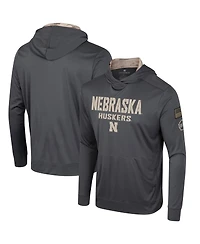 Men's Colosseum Charcoal Nebraska Huskers Oht Military-Inspired Appreciation Long Sleeve Hoodie T-shirt