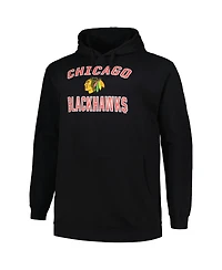 Men's Profile Black Chicago Blackhawks Big and Tall Arch Over Logo Pullover Hoodie