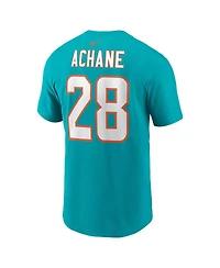 Men's Nike De'Von Achane Aqua Miami Dolphins Player Name and Number T-shirt