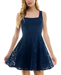 City Studios Juniors' Square-Neck Fit & Flare Skater Dress