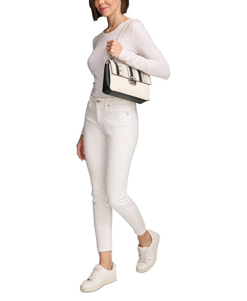 Calvin Klein Clove Mixed Material Push-Lock Shoulder Bag