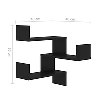 Wall Corner Shelf Black 15.7"x15.7"x19.7" Engineered Wood