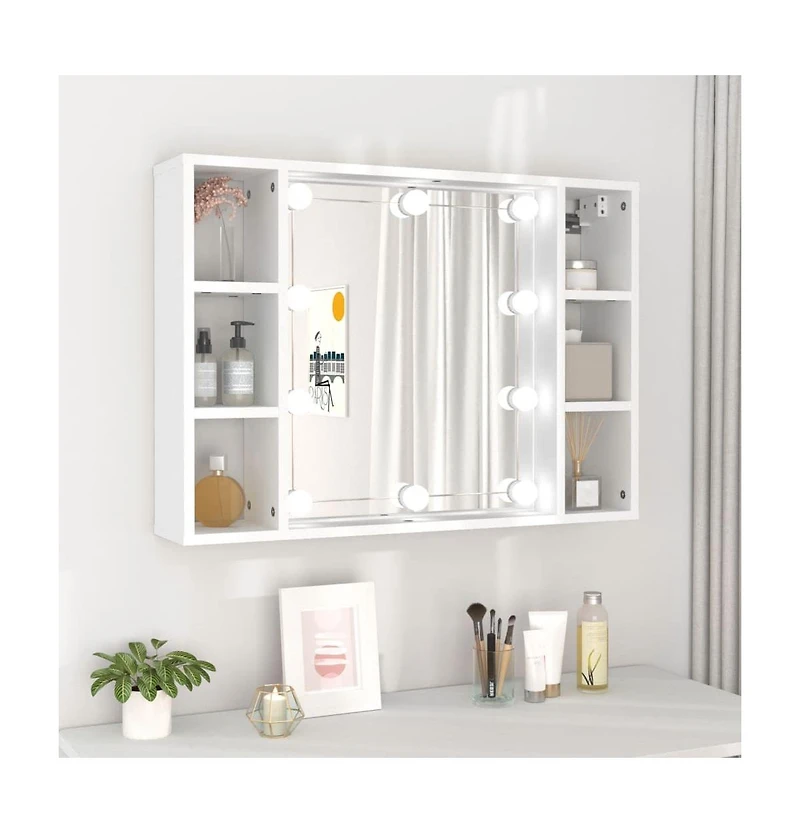 Mirror Cabinet with Led White 29.9"x5.9"x21.7"