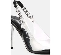 Womens Goddess Metallic Stiletto Heel Slingback Sandals