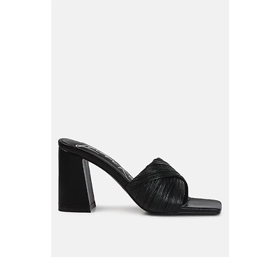 Womens Salty You Crinkled Triangular Block Heel Sandals