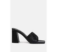 Womens Salty You Crinkled Triangular Block Heel Sandals