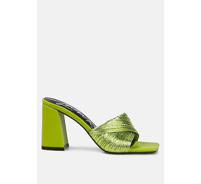 Womens Salty You Crinkled Triangular Block Heel Sandals