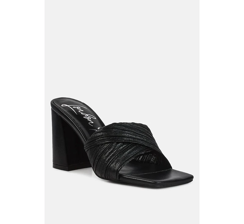 Womens Salty You Crinkled Triangular Block Heel Sandals