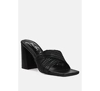 Womens Salty You Crinkled Triangular Block Heel Sandals