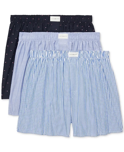 Tommy Hilfiger Men's 3-Pack Classic Printed Cotton Poplin Boxers