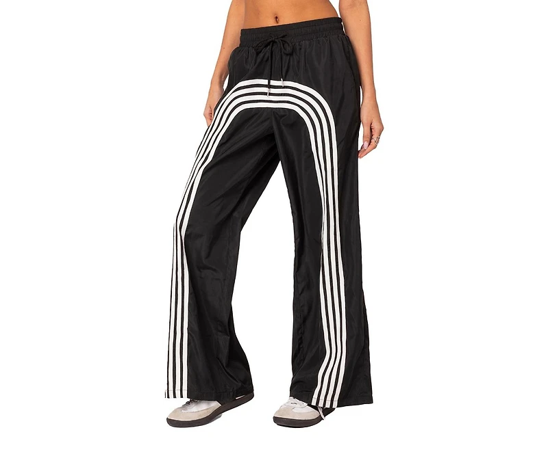 Women's Wide striped nylon track pants
