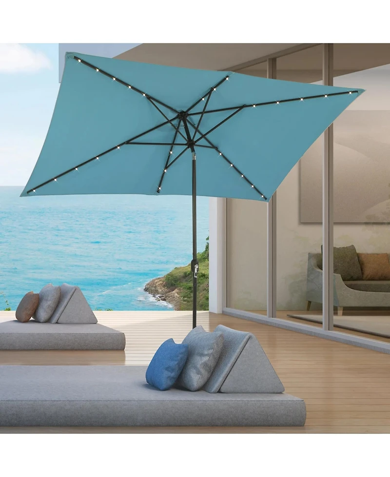 Mondawe 10ft Rectangular Solar Led Market Patio Umbrella