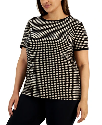 Anne Klein Plus Size Button-Back Short-Sleeve Top