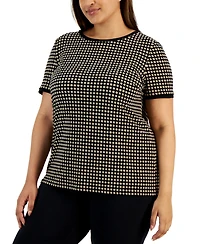 Anne Klein Plus Size Button-Back Short-Sleeve Top