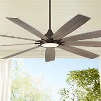 72" Tahoe Breeze Industrial Indoor Outdoor Ceiling Fan with Led Light Remote Control Oil Rubbed Bronze Weathered Gray Oak Wood Damp Rated for Patio Ex