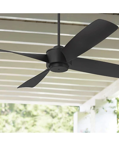 56" Casa Vieja Modern Industrial Outdoor Ceiling Fan with Remote Control Black Damp Rated for Patio Exterior House Home Porch