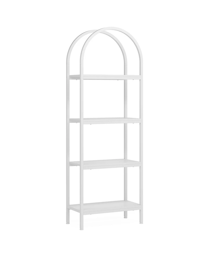 Tribe signs 4-Tier Open Bookshelf, 70.8" Industrial Arched Bookcase Storage Shelves with Metal Frame for Office, Bedroom, Living Room