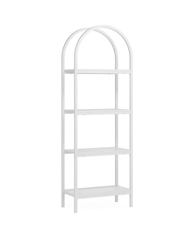 Tribe signs 4-Tier Open Bookshelf, 70.8" Industrial Arched Bookcase Storage Shelves with Metal Frame for Office, Bedroom, Living Room
