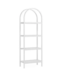Tribe signs 4-Tier Open Bookshelf, 70.8" Industrial Arched Bookcase Storage Shelves with Metal Frame for Office, Bedroom, Living Room