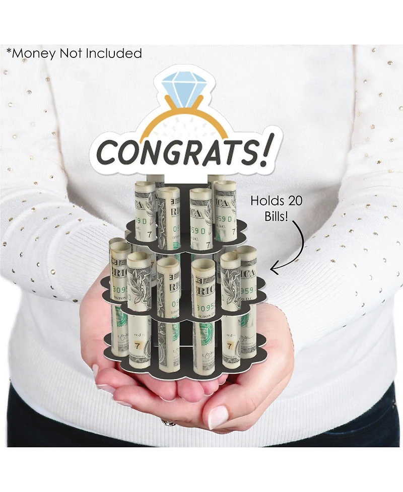 Just Engaged - Black and White - Diy Engagement Money Holder Gift - Cash Cake