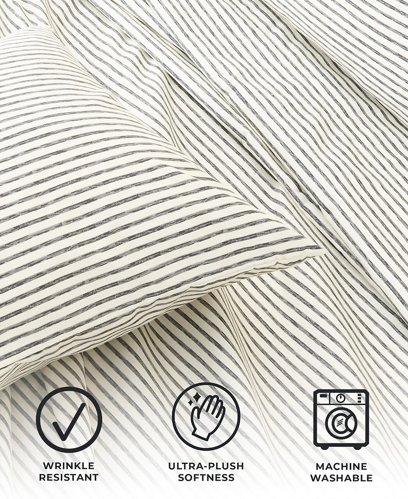 Premium Comforts Striped Wrinkle Resistant Microfiber 3-Pc. Sheet Set, Twin - Stripe