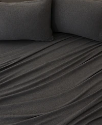 Premium Comforts Heathered Melange T-shirt Jersey Knit Cotton Blend 3 Piece Sheet Set, Twin