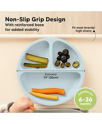KeaBabies 3-Pack Prep Suction Plates for Baby, 100% Silicone Toddler Plates, Bpa-Free Divided Baby with