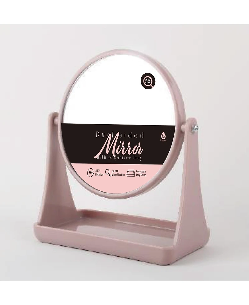 Pursonic Dual-Sided Mirror with Built-in Organizer Tray