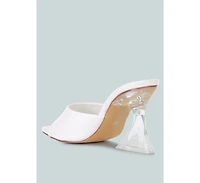 Womens Sweet16 Clear Spool Heel Sandals