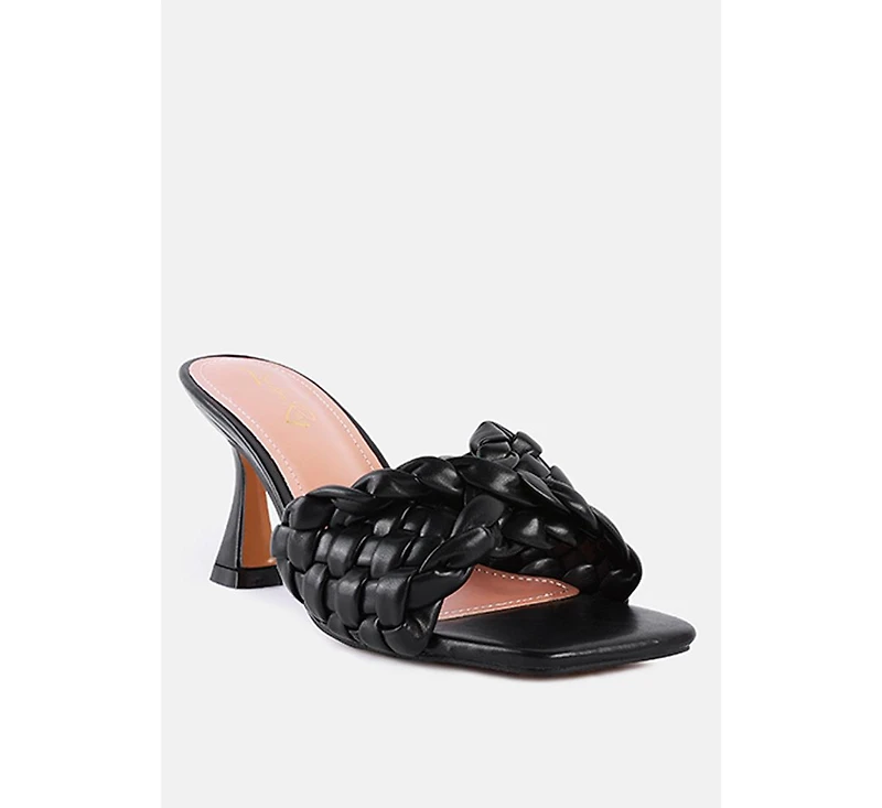 Womens Celie Woven Strap Mid Heel Sandals