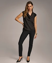 Donna Karan New York Women's Cowl-Neck Cap-Sleeve Top