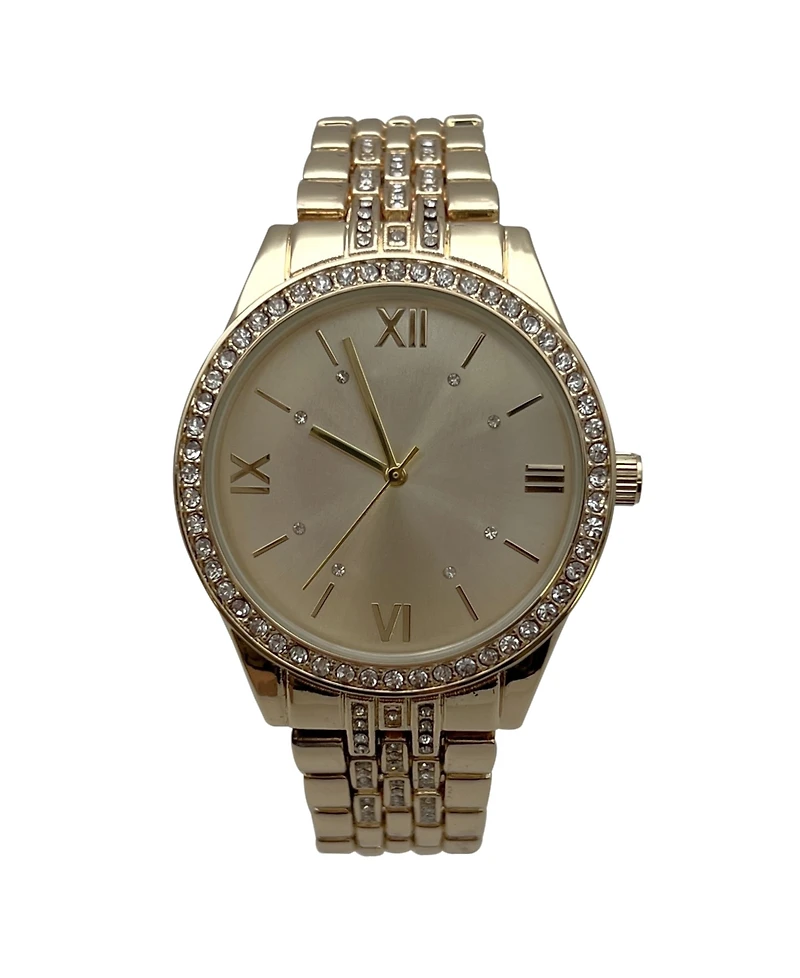 Olivia Pratt Gold Everyday Rhinestones Elegant Look Women Watch