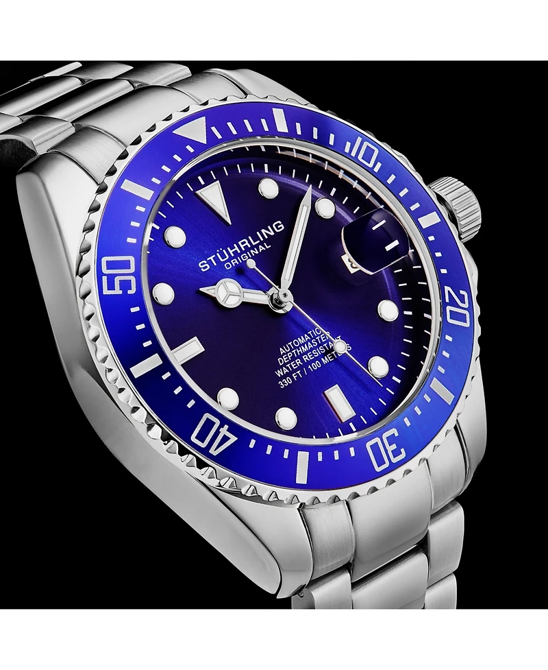 Men's Japanese Seiko NH35 Automatic Self Wind Movement Diver Watch, Stainless Steel Bracelet