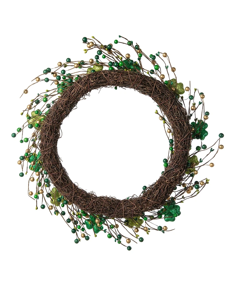 Glitzhome 20" D St. Patrick's Shamrock Berry Wreath