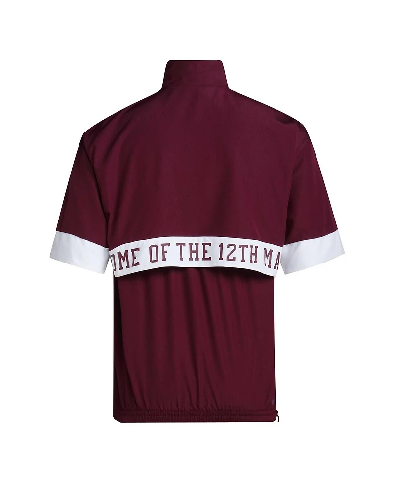 Men's adidas Maroon Texas A&M Aggies Strategy Short Sleeve Half-Zip Jacket