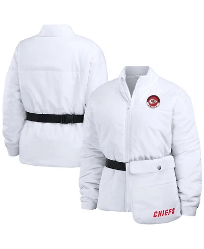 Women's Wear by Erin Andrews White Kansas City Chiefs Packaway Full-Zip Puffer Jacket
