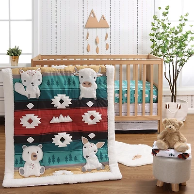 The Peanutshell Western Woods Cotton Crib Bedding Set for Baby Boys, 4 Pieces