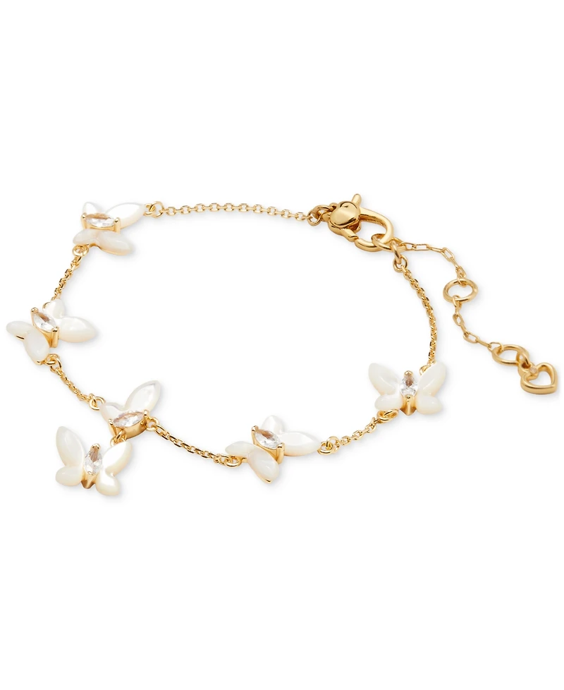 Kate Spade New York Gold-Tone Cubic Zirconia & Mother-of-Pearl Butterfly Link Bracelet